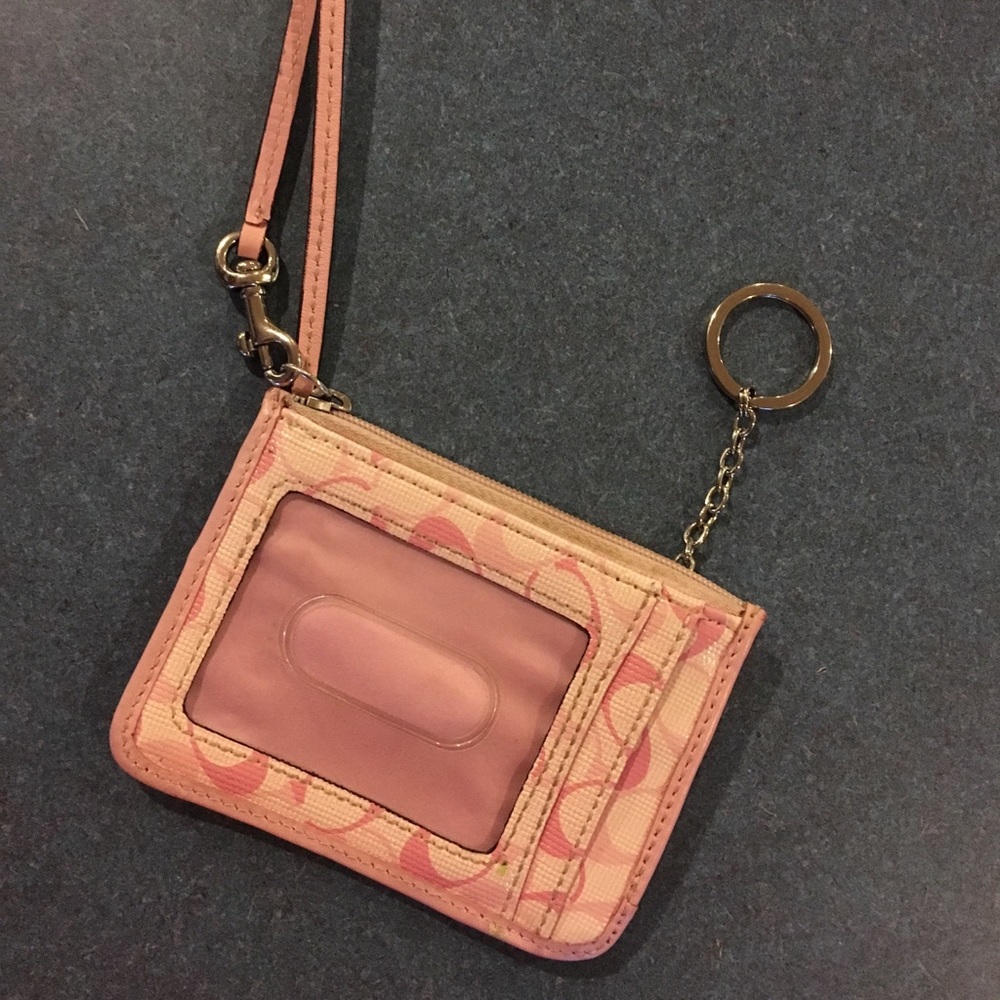 Pink coach wristlet w/ keychain